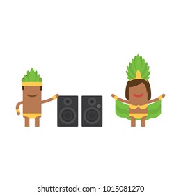 Carnival dancers with speakers, vector illustration design. Carnival characters collection.