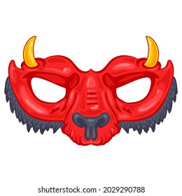 Carnival devil mask vector cartoon illustration isolated on a white background.