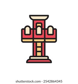 Carnival Drop Tower Icon Vector Illustration