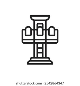 Carnival Drop Tower Outline Icon Vector Illustration