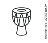 Carnival drum, icon in line design. drum, music, percussion, instrument, carnival, rhythm, sound on white background vector. Carnival drum editable stroke icon