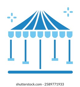 Carnival dual tone blue color, mini illustration icon. use for modern concept, print, UI, UX kit, web and app development. Vector EPS 10, related to entertainment, festival, funfair and hobbies.