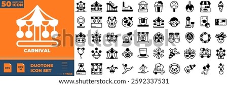 Carnival Duotone Editable Icons set. Vector illustration in modern thin duotone style of carnival icons: aquapark, amusement, park, etc