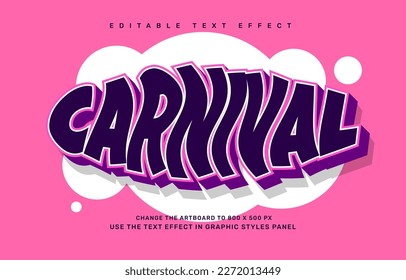 Plantilla de efecto de texto modificable de carnaval