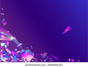 Carnival Effect. Rainbow Design. Happy Texture. 3d Confetti. Digital Banner. Pink Glare Glitter. Light Holographic Explosion. Festive Background. Blue Carnival Effect