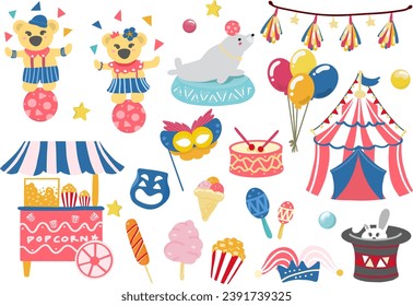 Carnival Elements Clipart Vector Illustration