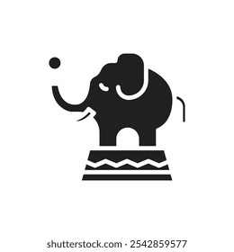 Carnival Elephant Filled Icon Vector Illustration