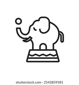 Carnival Elephant Outline Icon Vector Illustration