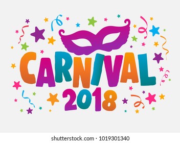 Carnival Event in Brazil. Carnival Title With Colorful Party Elements. Samba Dance Vector