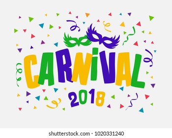 Carnival Event in Brazil. Carnival Title With Colorful Party Elements. Samba Dance Vector. Travel destination in South America