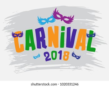 Carnival Event in Brazil. Carnival Title With Colorful Party Elements. Samba Dance Vector. Travel destination in South America