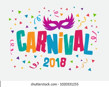 Carnival Event In Brazil. Carnival Title With Colorful Party Elements. Samba Dance Vector