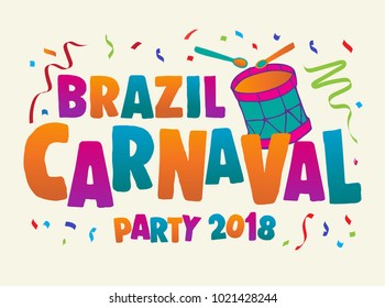 Carnival Event With Colorful Party Elements. Samba Dance Vector. Travel destination in South America