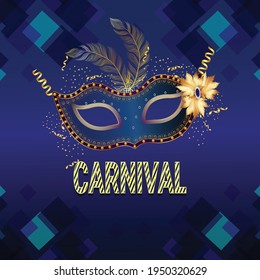 Carnival event poster or greeting card on blue background