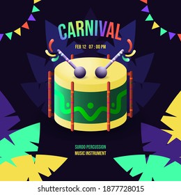Carnival event social media post with surdo illustration
