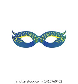 Carnival eye mask in blue gradient color with ornament