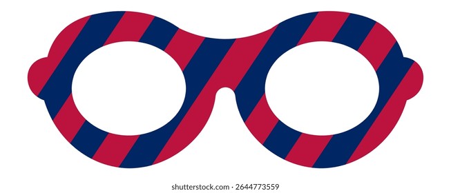 Carnival eyeglasses featuring red and blue stripes evoke a playful and festive atmosphere, adding a touch of whimsy to celebrations and costume parties