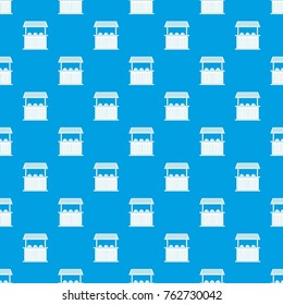 Carnival fair booth pattern repeat seamless in blue color for any design. Vector geometric illustration