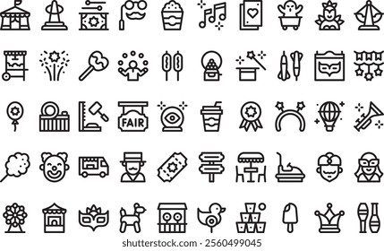 Carnival and fair icons High-Quality Vector Icons Collection with Editable Stroke. Ideal for Professional and Creative Projects.