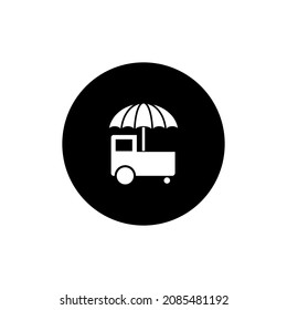 Carnival Fastfood cart icon circle background black color editable. Festival food icon.