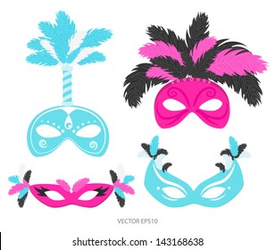 Carnival feather masks vector