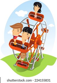 Carnival Ferris wheel Amusement Park cartoon illustration