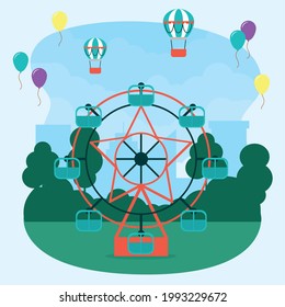 carnival ferris wheel illustration design