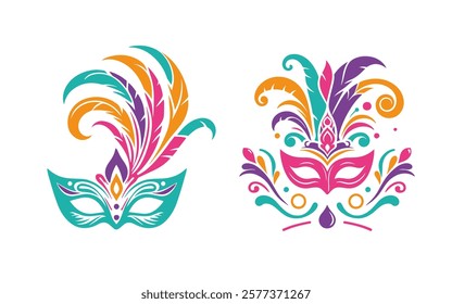 Carnival festival, cheerful people dancing illustration