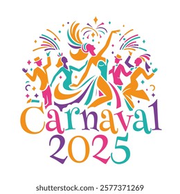 Carnival festival, cheerful people dancing illustration 1