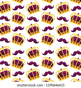 carnival festival crown and mustache pattern