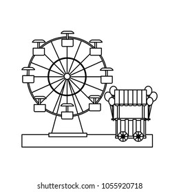 carnival festival ferris wheel and booth balloons