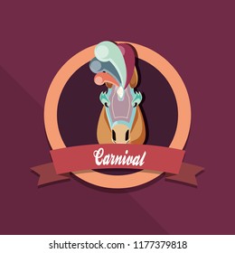 carnival festival horse animal with mask feathers