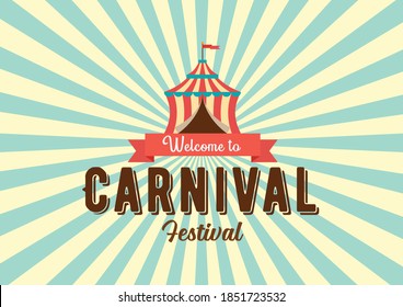 Carnival festival logo badge with Circus tent. vector illustration