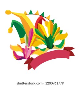 carnival festival masks feathers jester hat