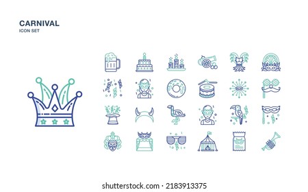 Carnival Festival And Party Icon Set Outline Colour