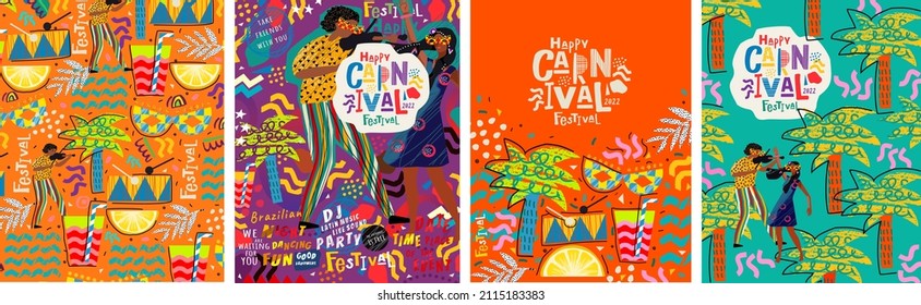 Carnival and festival. Vector illustration of musical and dance celebration, masquerade, party, people, pattern and mask. Drawing for poster, background and card