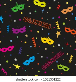 Carnival. Festive background, vector seamless pattern. 