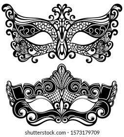 Carnival festive masks isolated on white background