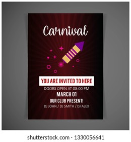 Carnival festive posters set. Bright confetti fireworks, Festival abstract color background. Rio carnival background