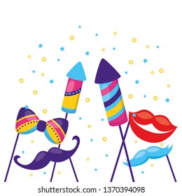 carnival fireworks mustache lips