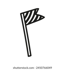Carnival flag on the stick. Hand drawn doodle vector illustration, props on event
