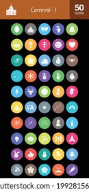 Carnival flat round style vector icons