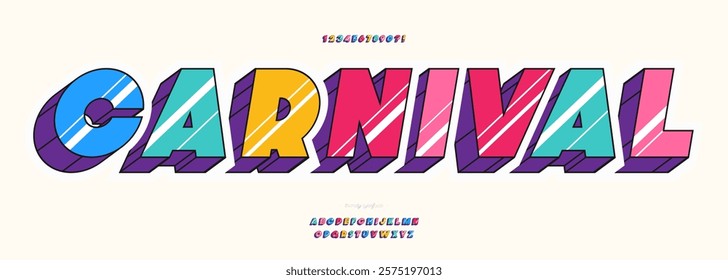 Carnival font 3d bold coloful style