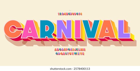 Carnival font 3d bold coloful style