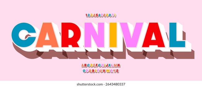Carnaval fonte 3d negrito estilo colorido