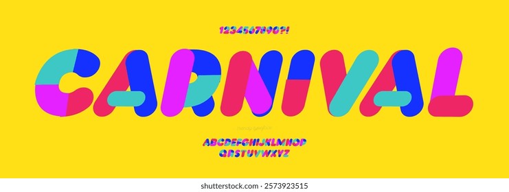 Carnival font bold coloful flat style