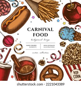 Carnival food hand drawn