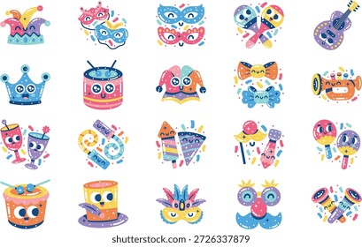 Karneval Spaß und Parade Illustrationen Vektorgrafik. Entwurfsvorlage für Illustrationssymbole für Web Mobile UI-Element.