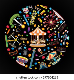 The carnival funfair and amusement. vector illustration