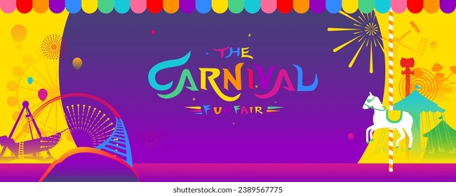 The carnival funfair design. Colorful background with festival and amusement park.